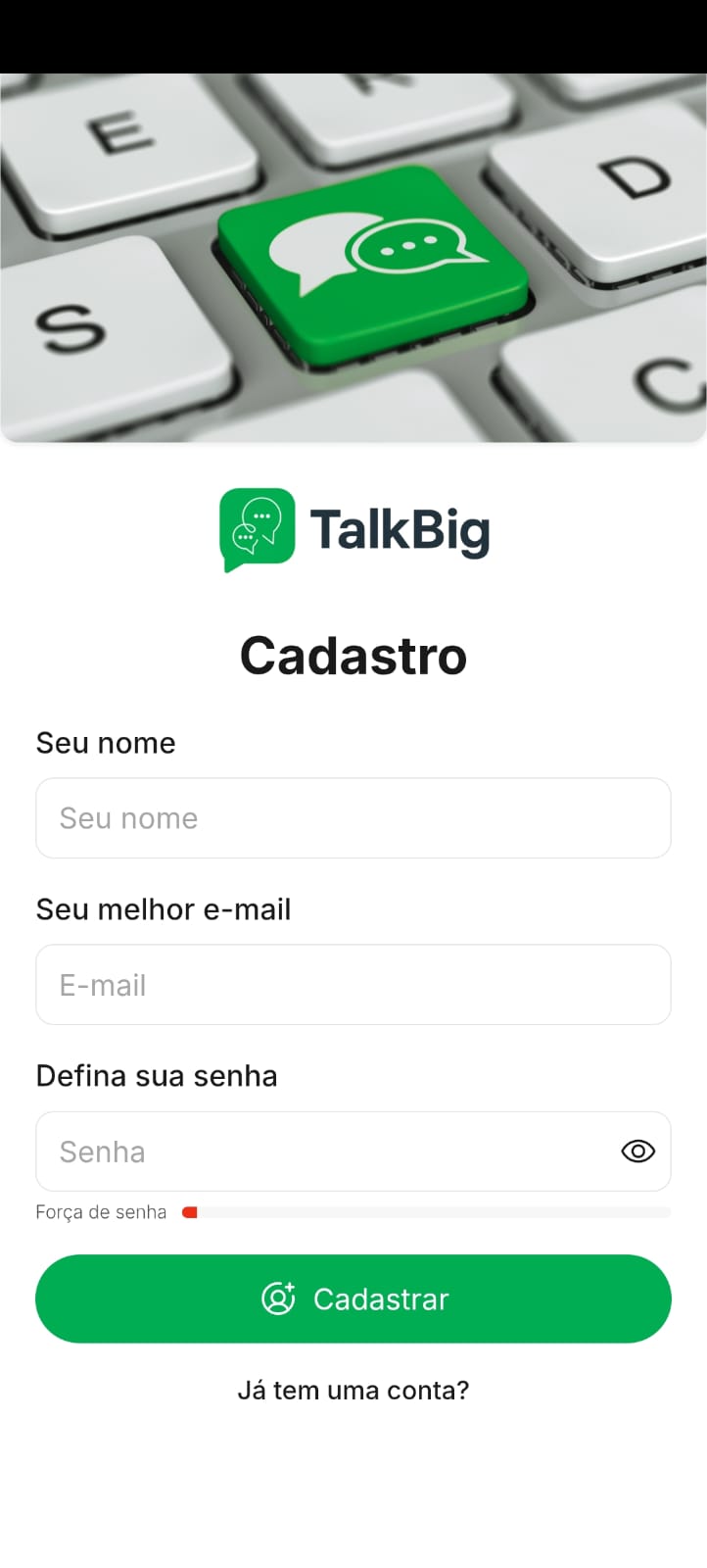 Cadastro no Talk Big