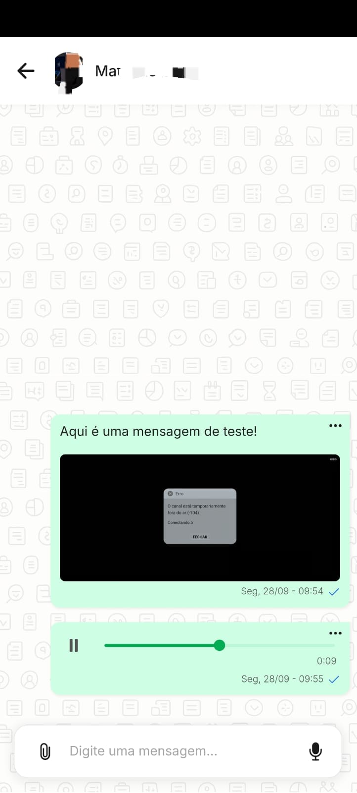 Mensagem de áudio enviada no Talk Big