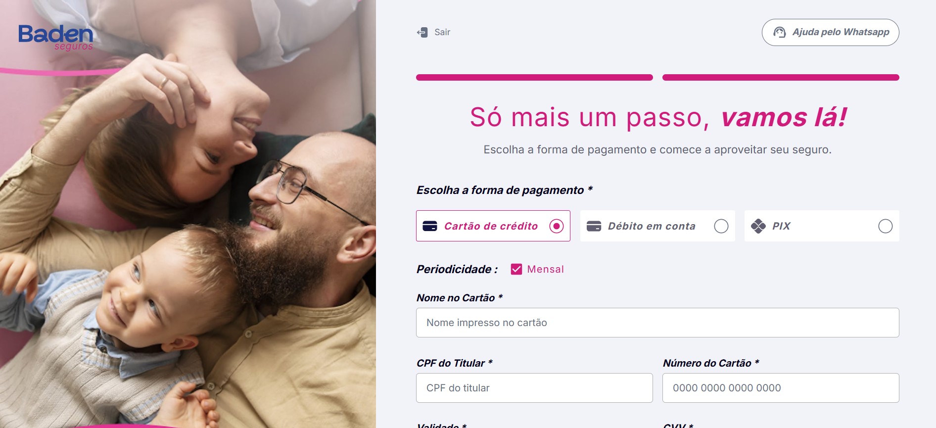 Etapa de pagamento do seguro